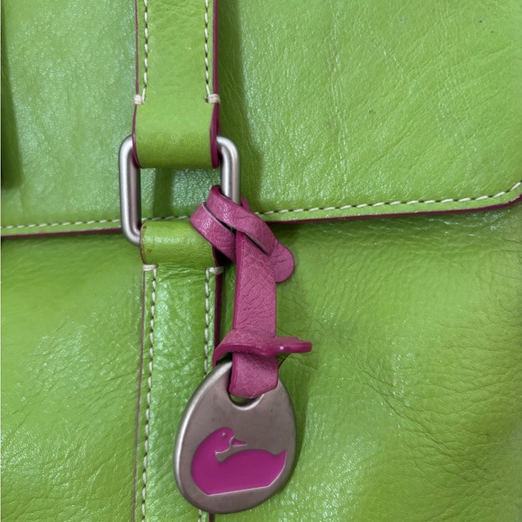 Dooney & Bourke Green Leather Shoulder Bag with Heart Buckle - Picture 5 of 12